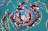 An example of a basic farming route (Image via HoYoverse)